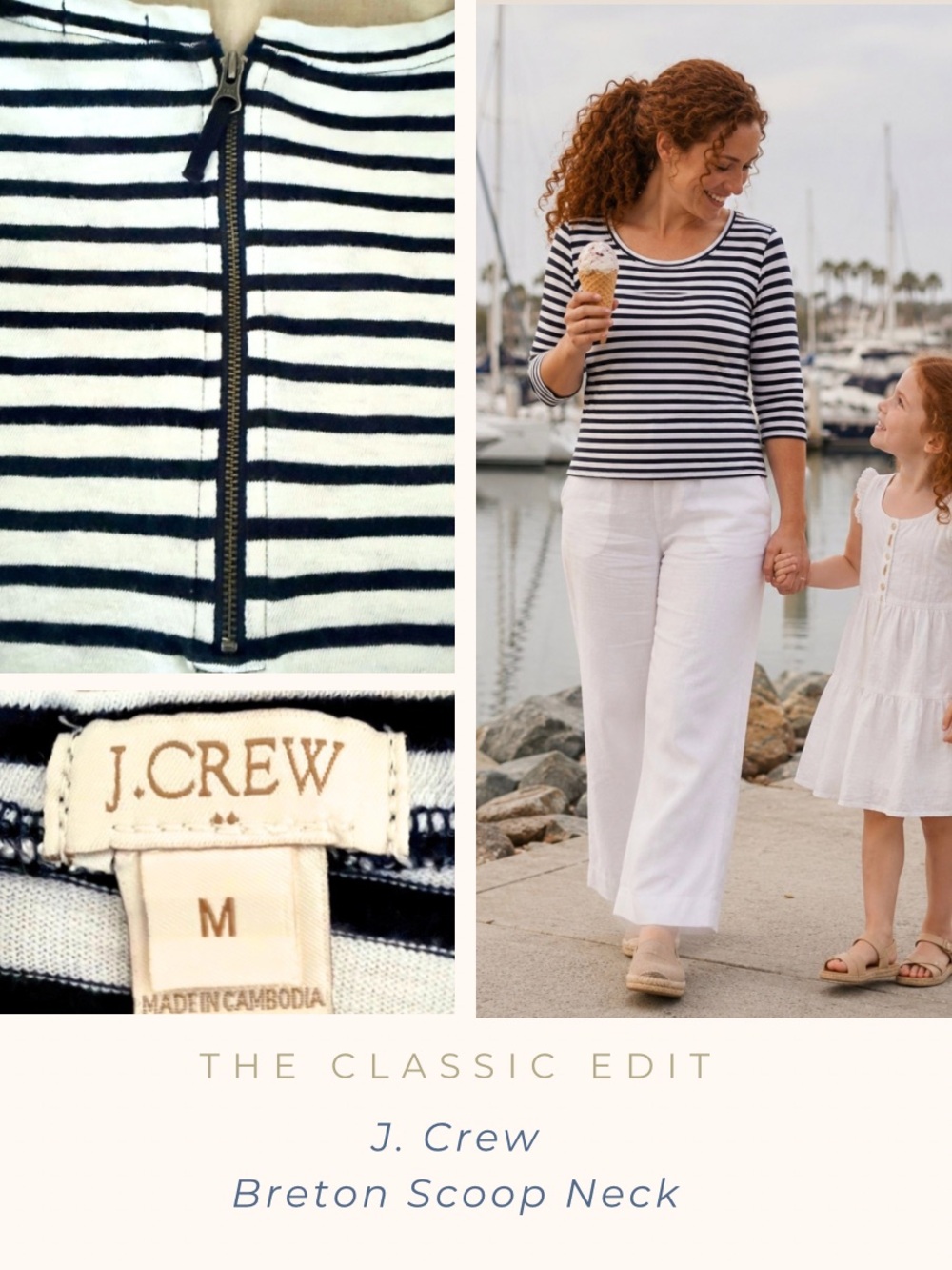 J.Crew Navy & White Breton Stripe Scoop Neck Top | Cotton | Nautical Classic
